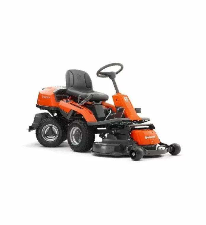 Rider Husqvarna R214T – Transmission hydrostatique – Moteur bicylindre B&S 656 cm³ – Largeur de coupe 94 ou 103 cm – BioClip® / Éjection arrière