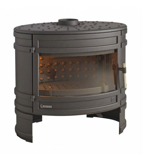 Poêle à bois Invicta Angor 12 kW – Fonte anthracite, grande vitre courbée, bûches 59 cm