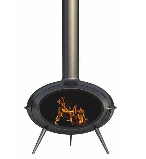 Poêle à bois Invicta Brio 7 kW – Design moderne sur 3 pieds, fonte anthracite, bûches 50 cm
