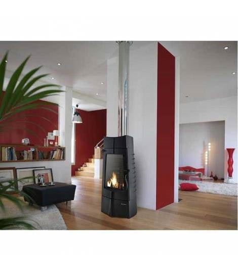 Poêle à bois Invicta Chamane 10 – Fonte anthracite – 10 kW – Flamme Verte 7 étoiles