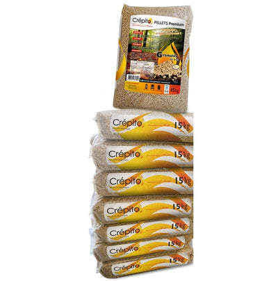 Palette granulés de bois Crépito – 72 sacs de 15 kg – 1080 kg – 100 % bois naturel