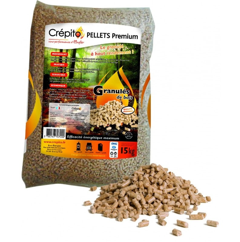 Palette granulés de bois Crépito – 72 sacs de 15 kg – 1080 kg – 100 % bois naturel