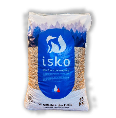 Granulés de bois ISKO – Palette 70 sacs (1050 kg) – DIN+ 100 % résineux