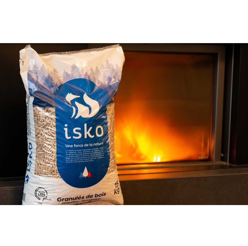 Granulés de bois ISKO – Palette 70 sacs (1050 kg) – DIN+ 100 % résineux