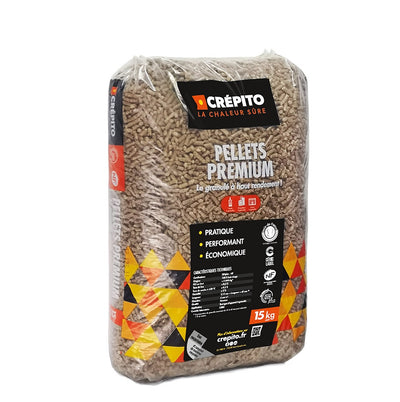 Granulés de bois Crépito DINplus – Palette 72 sacs de 15 kg – Pellets haute performance