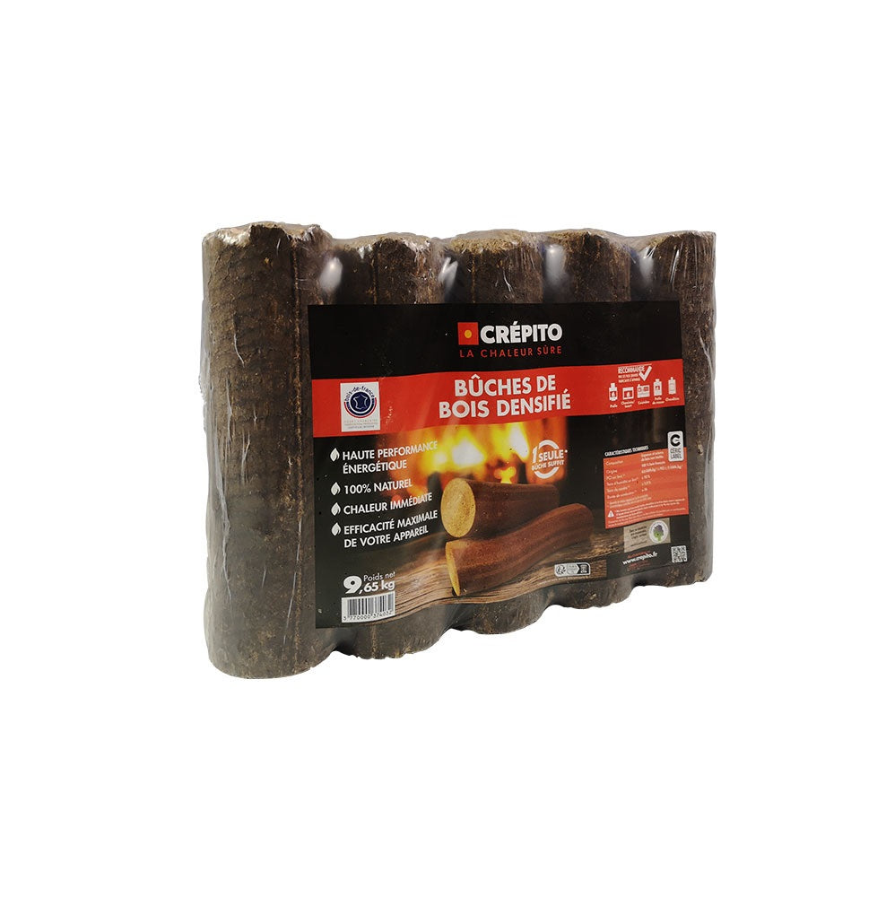 Bûches densifiées Ma Bûch’Hêtre – Pack de 5 – 100% hêtre naturel – Bois compressé haute performance