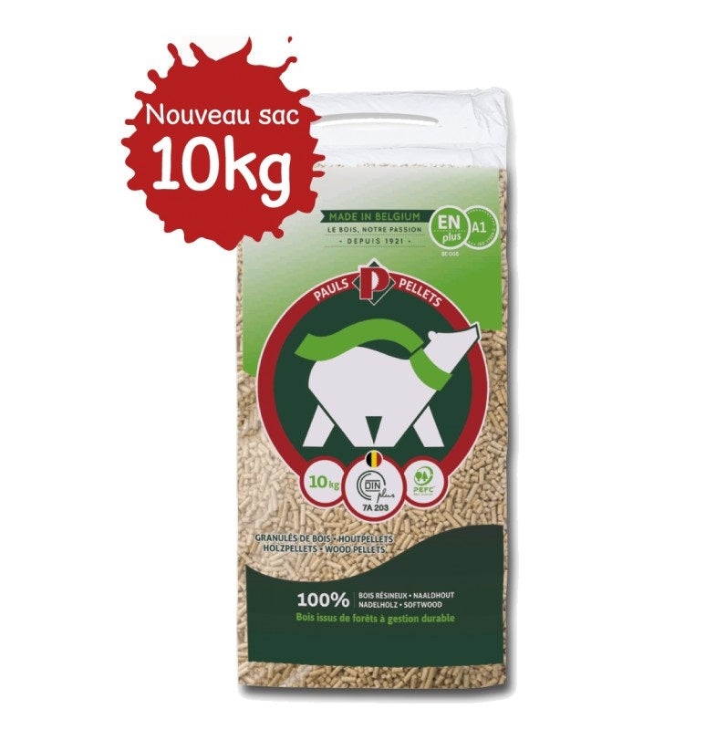Granulés de bois PAULS Pellets – Palette 104 sacs de 10kg (1040kg) – DIN+ ENplus A1 – 100 % résineux