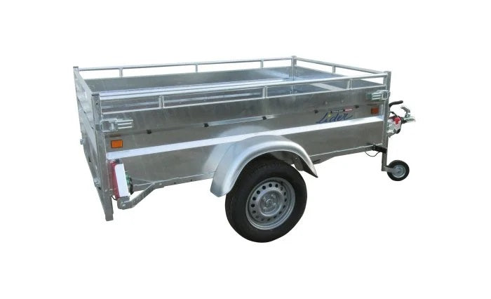 Remorque Voiture ROBUST 203x134x50 – Freinée – PTAC 750 kg – 1 Essieu – Haute Ridelle