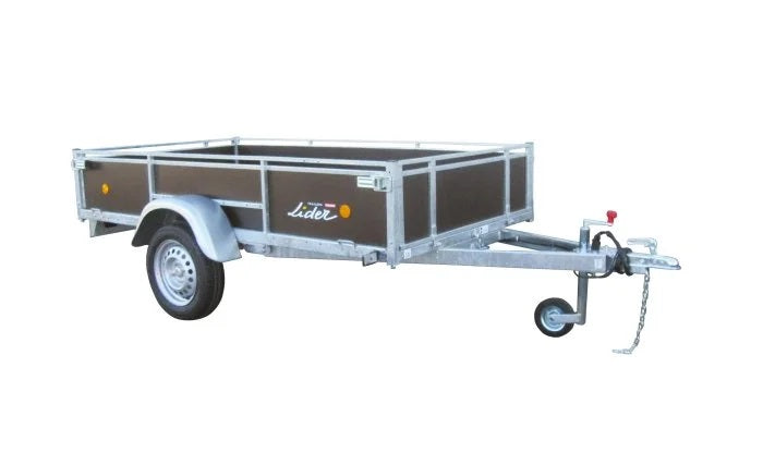 Remorque Voiture Lider Côtés Bois 251x133x40 – Non Freinée – PTAC 500 à 750 kg – 1 Essieu – Ridelles Bois