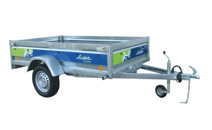Remorque Voiture Palerme 233x132x39 – Non Freinée – PTAC 500 à 750 kg – 1 Essieu – Ridelles Acier